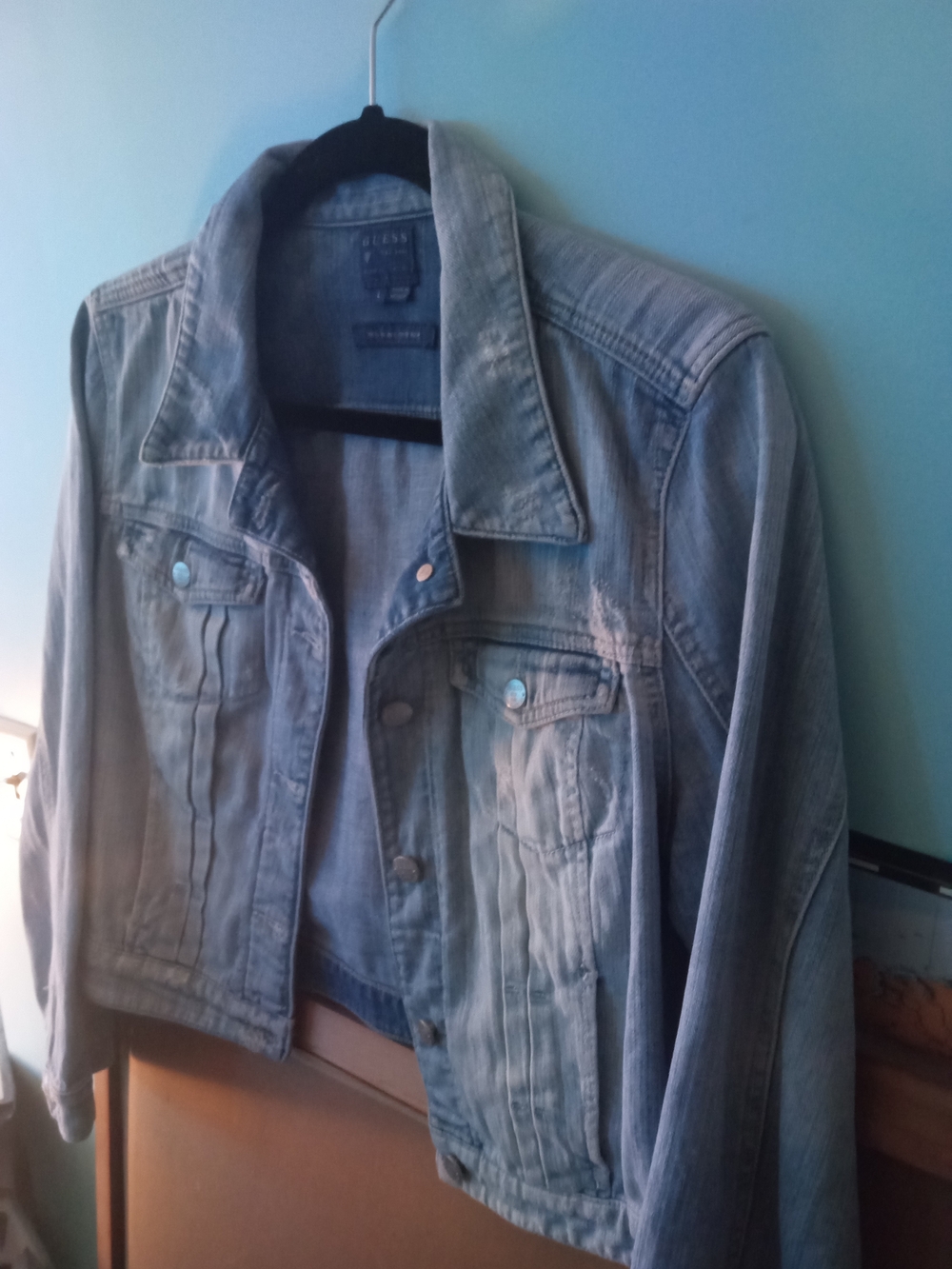 Y2K Guess Diane Cropped Model Light Blue Denim Jacket